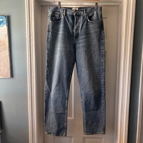 Agolde 90's Pinch Waist High Rise Straight Jeans Navigate Medium Wash Size 30 - Picture 3 of 15